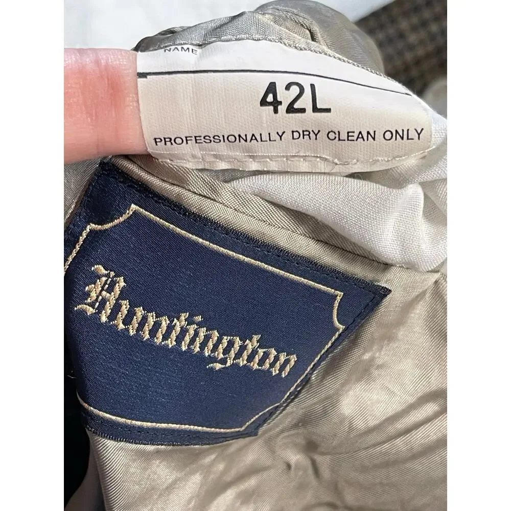 Vintage Huntington Men’s 42L Houndstooth Wool Blend Sport Coat